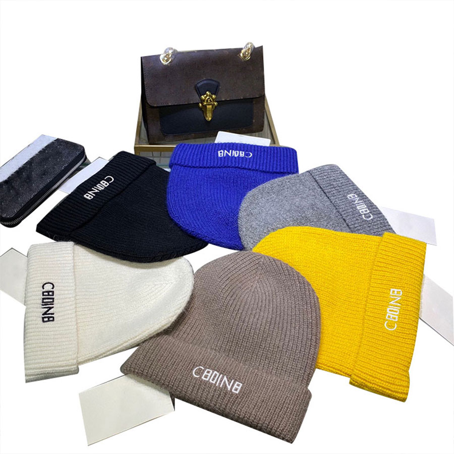 

Designer Knitted Hat Fashion Casual Beanie Cap for Man Woman Winter Hats 6 Color, C1