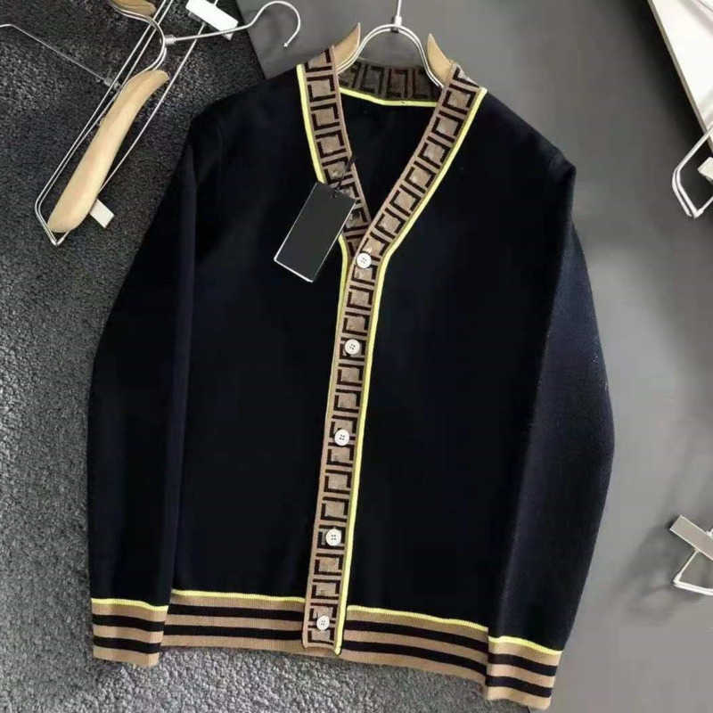 

Designer sweater mens double f embroidered knitted cardigan V-neck wool sweater man casual jacket women coat, Ff-5
