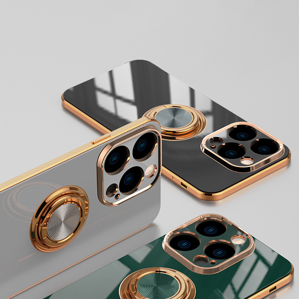 

Luxury Plating Magnetic Case For iPh 14 13 12 11 Pro Max XR XS Silicone Attraction Ring Phone Case Soft Covers With Holder