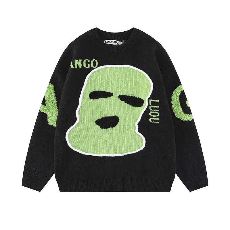 

Hip Hop Coast Embroidery Knitted Sweater 2023 Pullover Autumn Jumper Sweaters