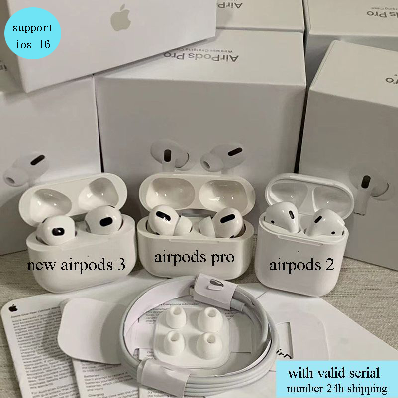 

New airpods 3 cell phone earphones AirPod Pros max earphones Air Gen 3 AP3 AP2 H1 Chip Transparency Rename GPS Wireless Charging Bluetooth Headphones Pods 2 W1 Earbuds, With apple logo