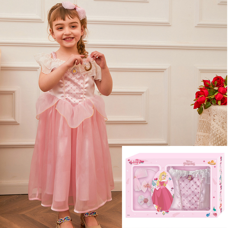 

Genuine Disney Children's Dress Ice and Snow Queen's Perfect Gift Box Princess Dress Holiday Surprise Lovely, Purple