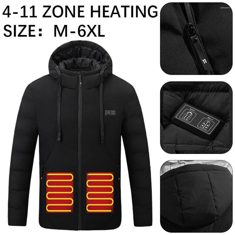 

Hunting Jackets Smart Heated Cotton Clothes 4-11 Zones Single And Dual Control USB Electric Heating Thermostat Men's Hooded Jacket, Zone 4heating