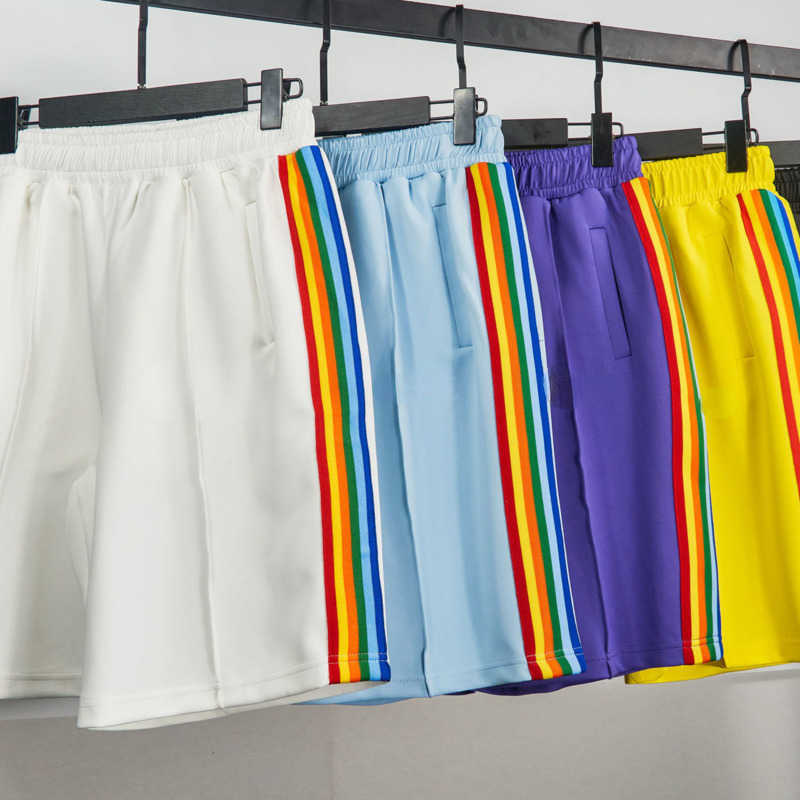 

Palm designer mens shorts Nts Rainbow Stitching Summer Sweatpants man Casual Loose Oversize Sports Beach short pants European Size, No.11
