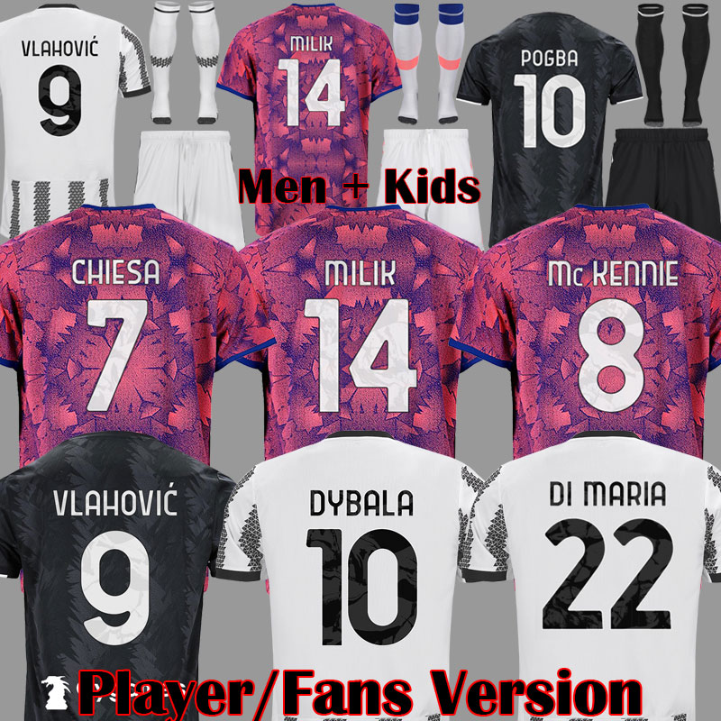 

22 23 VLAHOVIC CHIESA MILIK soccer jerseys juventus 2022 2023 POGBA men kids kit set BONUCCI football shirts kit MCKENNIE DI MARIA uniform socks 786332, Home