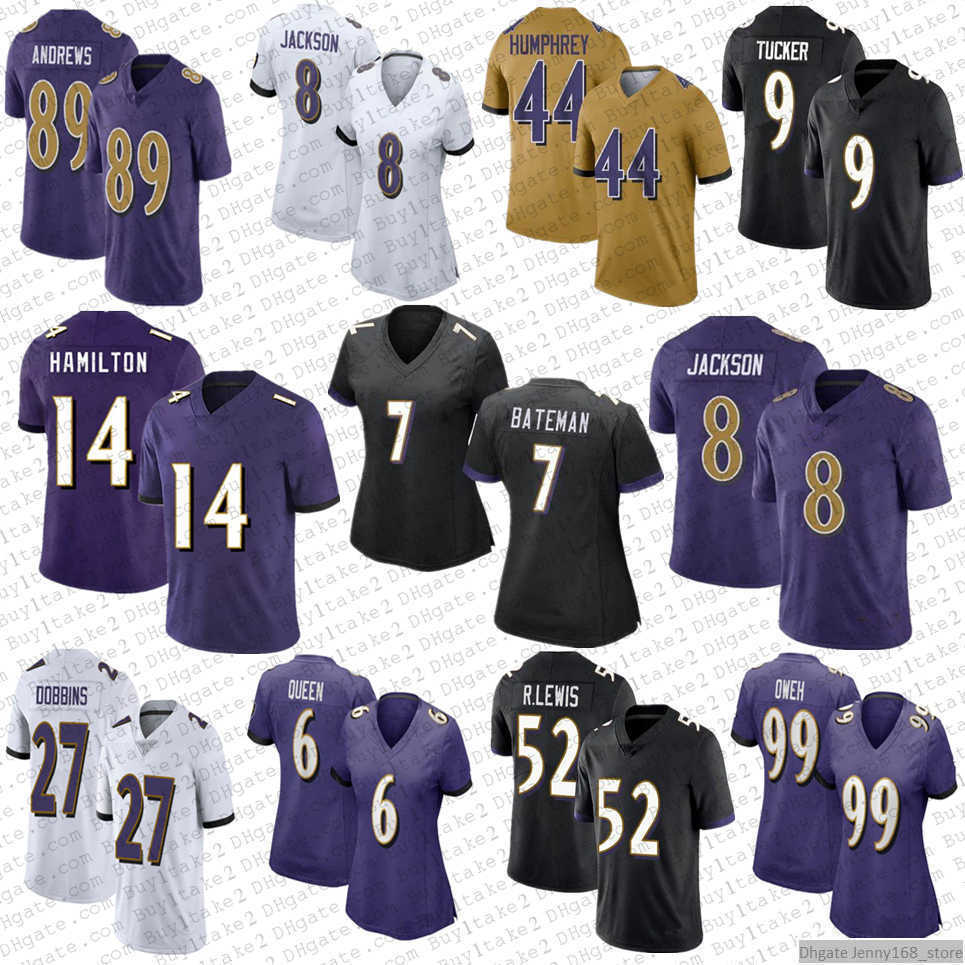 

Jersey 7 Rashod Bateman 14 Kyle Hamilton 8 Lamar Jackson Baltimore''Raven''Football Jerseys 99 Odafe Oweh 9 Justin Tucker''nfl''Jersey, Women
