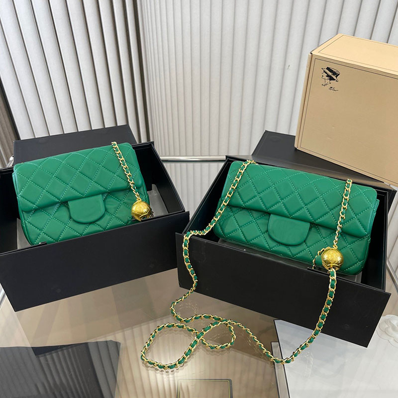 Trend Women Small Golden Ball Luxury Designer Bag Matelasse Adjustable Gold Chain Leather Quilted Mini Classic Flap Crossbody Retro Handbag Wallet Birkin Sacoche