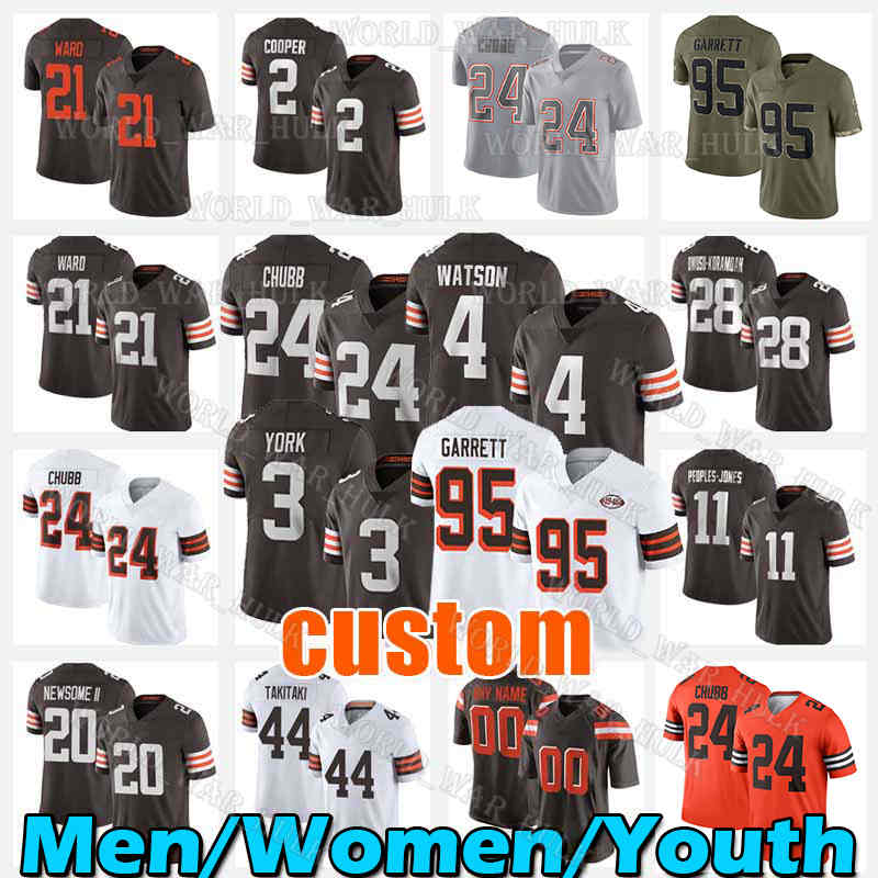 

Nick Chubb 3 Cade Yorks Football Jersey 4 Deshaun Watson Cleveland Browns Myles Garrett Amari Cooper Chase Winovich Denzel Ward Jeremiah Owusu-Koramoah Wyatt Teller, Men custom (b l)