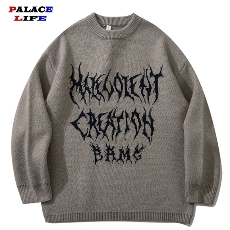 Mens Sweaters Men Hip Hop Knitted Jumper Sweaters Graffiti Print Streetwear Harajuku Autumn Korean Loose Oversized Casual Couple Pullovers 220929