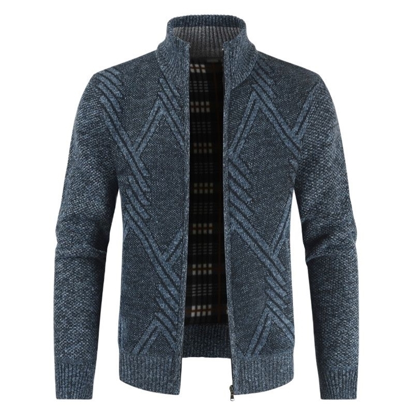 Mens Sweaters Autumn Winter Jacket Men Coats Solid Slim Fit Thick Fleece Coats Men Jacket Casual Stand Collar Zip Jacket Men 220929