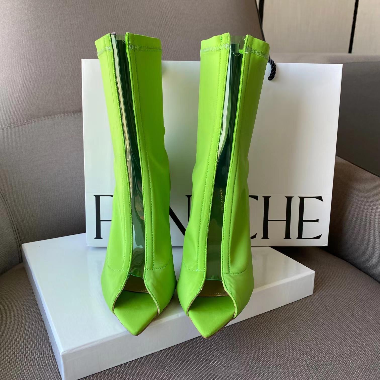 

Lycra Boots For Spring Super Sexy Elegant 105Mm Stiletto Heel The New Hiroko / 2022 Is, Green