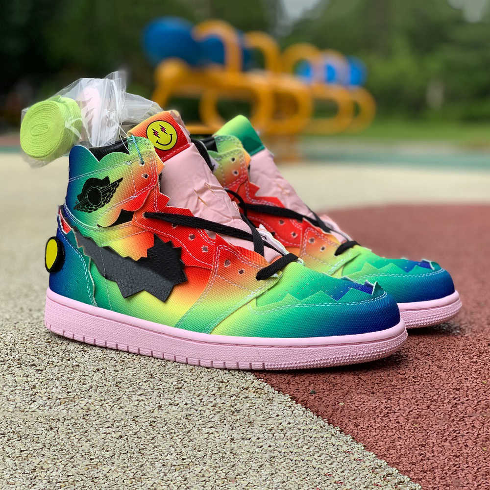 

Shoes Mens Sports Sneakers Tie Dye Multi-Color J Balvin X 1 High Og Mens 1S Colores Y Vibras, J balvin x jumpman