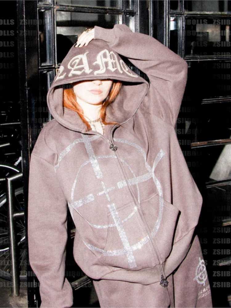 

Jackets Women men Winter Aesthetic rhinestones zip up hoodies sweatshirts y2k clothes harajuku oversize hoodie emo vintage jacket grunge Y2209, Make up the difference