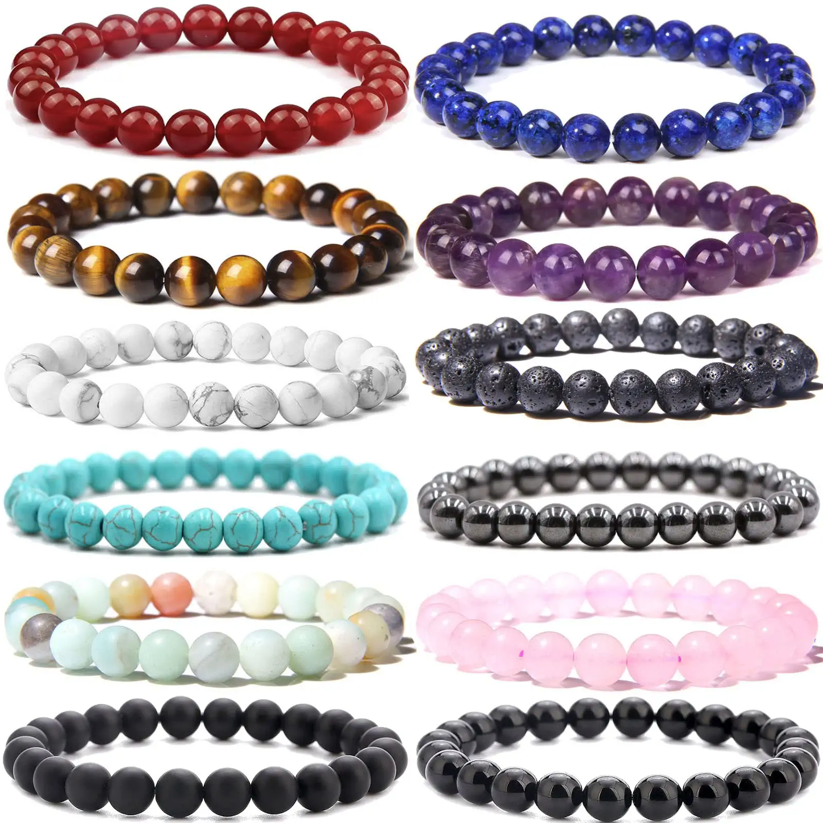 

Beaded Strands 8Mm Gemstones Bracelets For Men Women Stone Bead Healing Stretch Round Crystal Semiprecious Unisex Drop Deli Amajewelry Amfgd