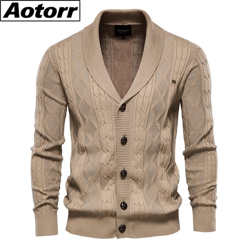 Mens Sweaters Men Cardigan Sweater Casual Vneck Long Sleeve Solid Color Cotton Knitted Sweater Mens Thickened Sweater Fashion Cardigan Coat 220929