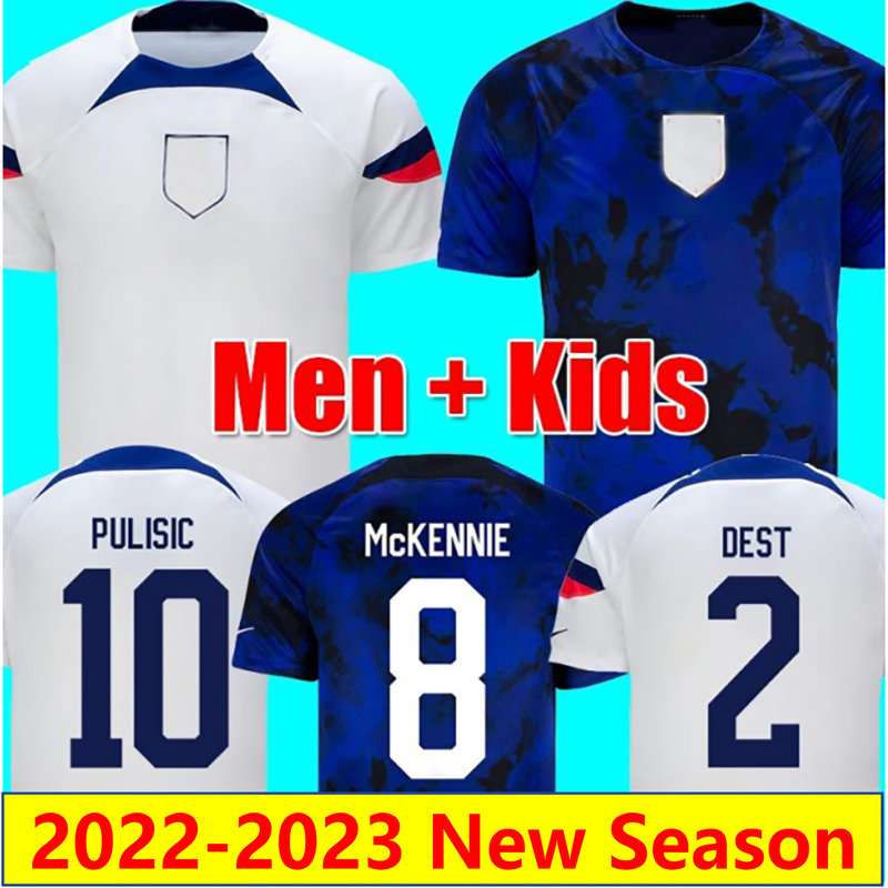 

2022 Pulisic Soccer Jerseys Reyna Aaronson Weah Acosta Mckennie 22 23 National Team Maillot De Futol Ferreira Dest Musah Adams Us a Football, 22-23 away +patch