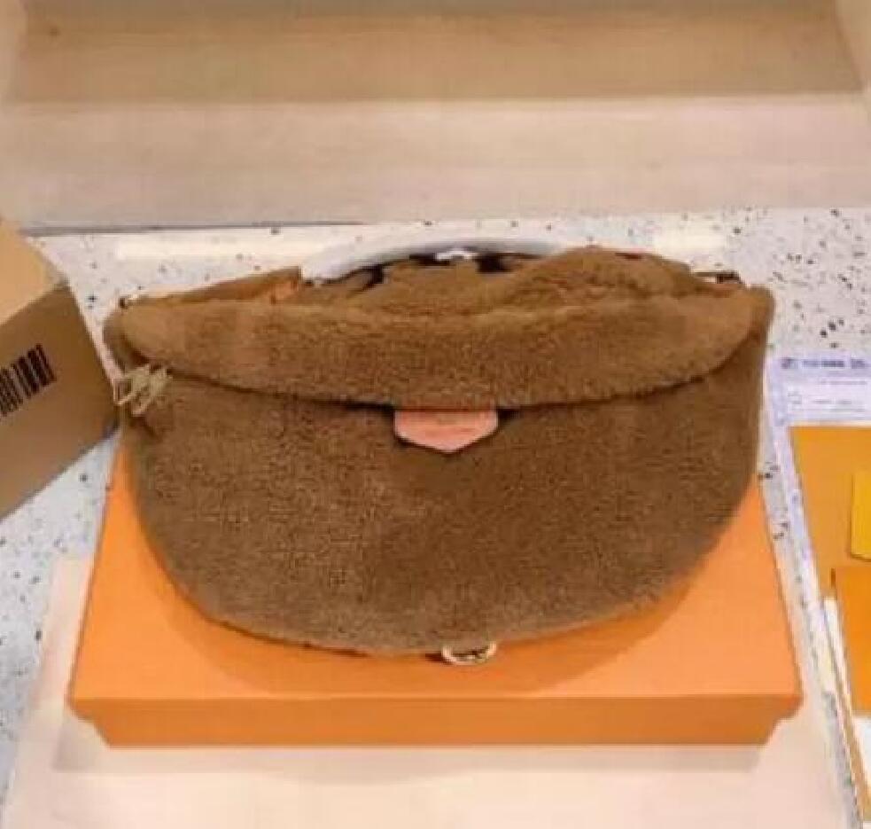 

luxury designers bags Lambs wool Bumbag Body Shoulder Bag Bags Temperament Bum handbag Cross Fanny Pack Waist purse, Black