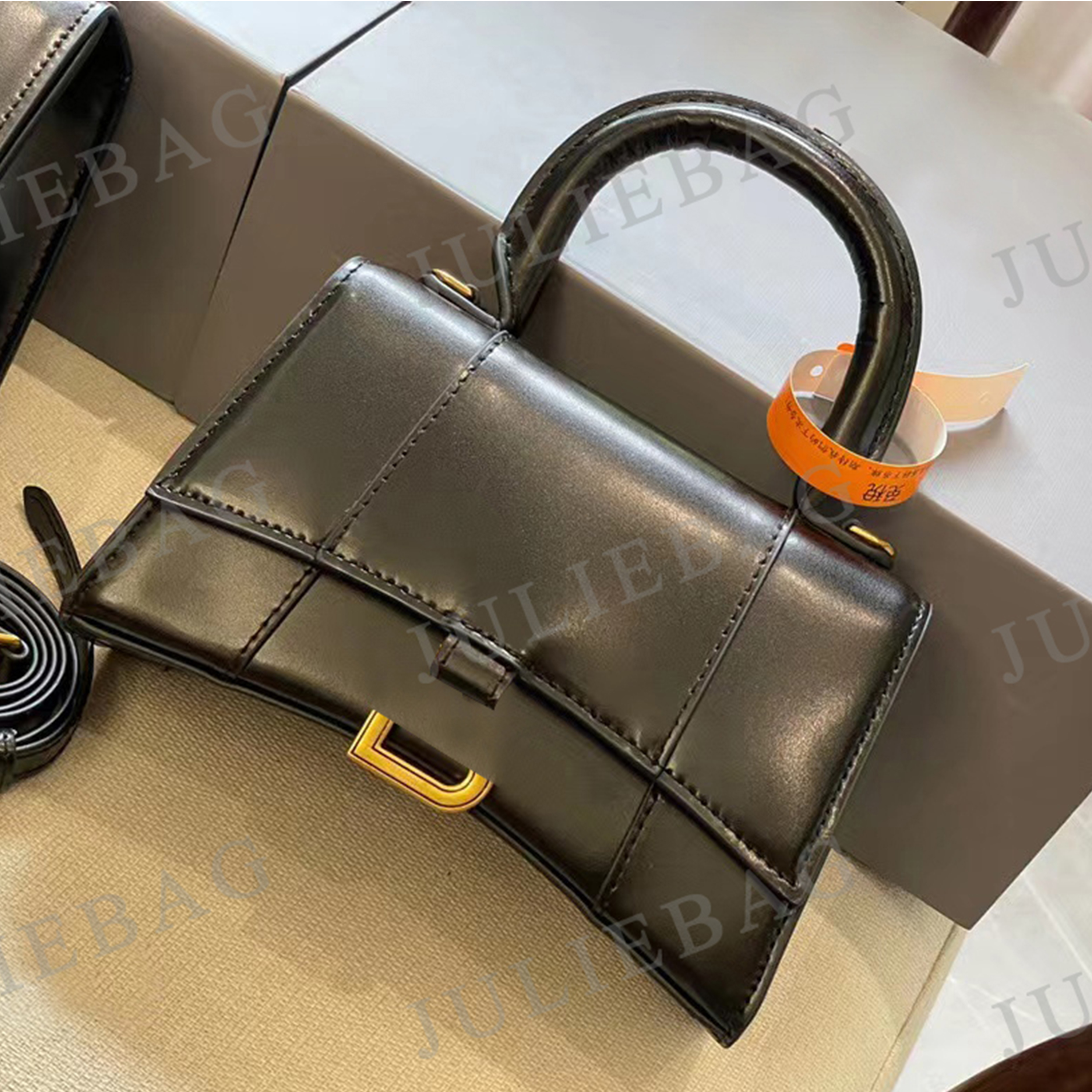 

Women's Luxury Designer bag Hourglass bags Handbag Shoulder bag Brand Crocodile Leather Multicolor Black White Pink BOX 23CM 19CM, #1 black metal