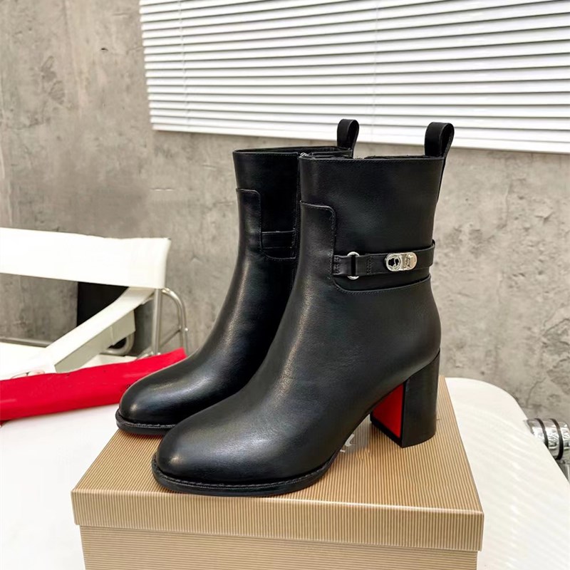 

Ankle boots leather Genuine Leather boot block heel Chelsea Martin booties heavy duty luxury designer brands for womenBoots follow high7cmBoots35--41size, Blue