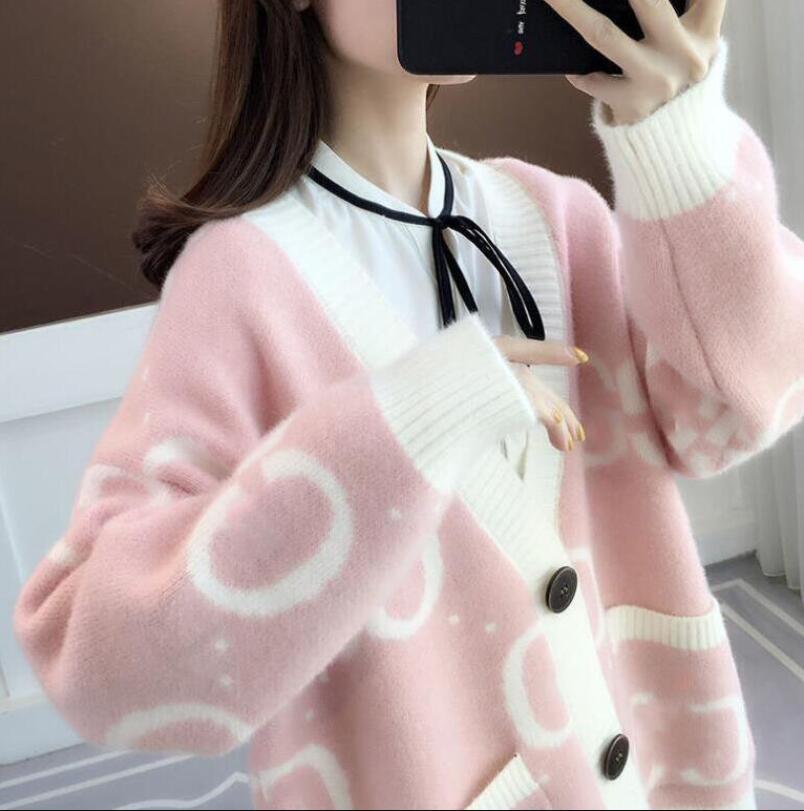 

Womens Sweater GGity Letter Cardigan Knitted Tops Outwear Classic Designer Embroidery Print Casual V-Neck, Pink