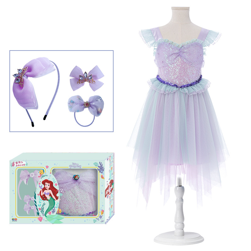 

Genuine Disney Children's Dress Ice and Snow Queen's Perfect Gift Box Princess Dress Surprise, Purple