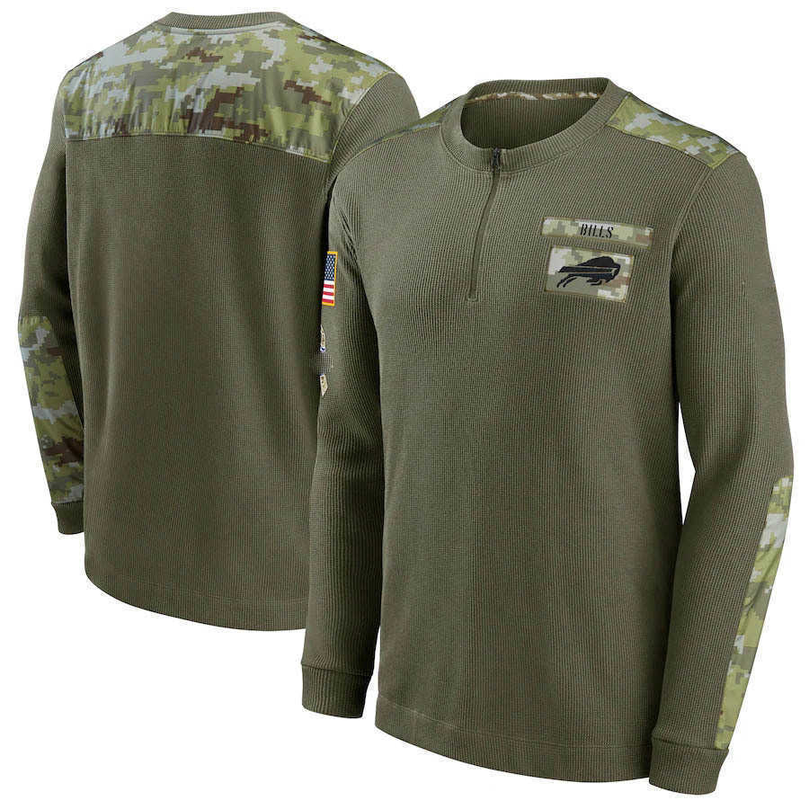 

Jersey Buffalo''Bills''Men 2022 football Salute To Service Henley Long Sleeve Thermal Top