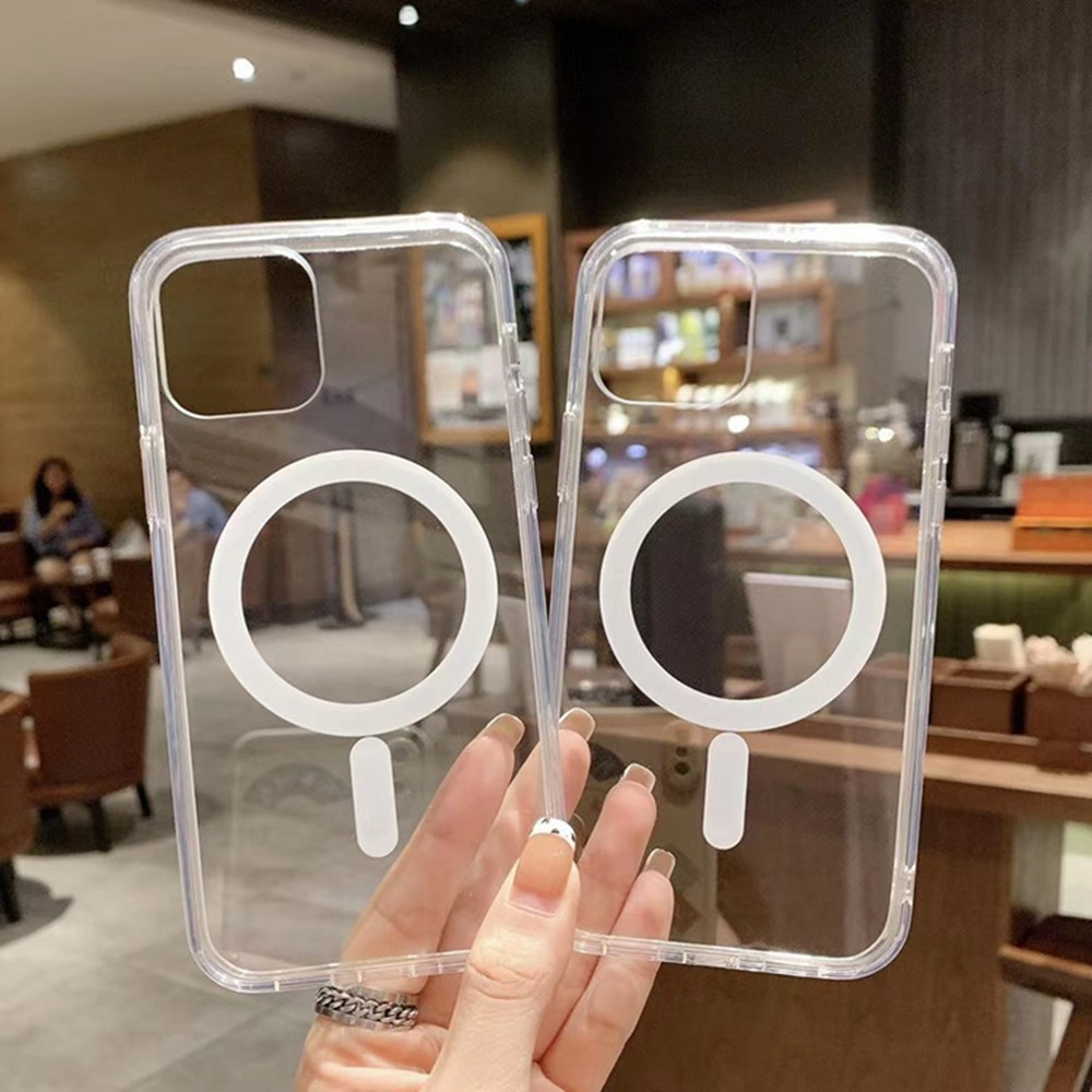 

Transparent iPhone Case Magnetic Acrylic Clear Cases for iPhone 14 13 12 11 Mini 7 8 iPhone14Pro Max XS XR Magsafe Support Wireless Charging Cover