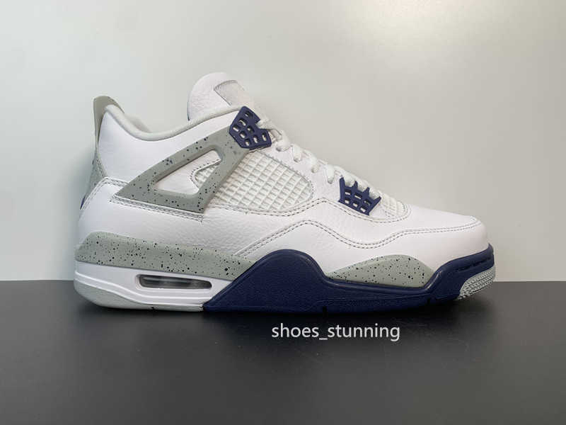

Basketball Shoes Outdoor Sports Sneakers Midnight Blue White Navy Blue-Ntal Grey Jumpman 4S Iv Retro Ls Oreo Mens Come With Shoebox Size