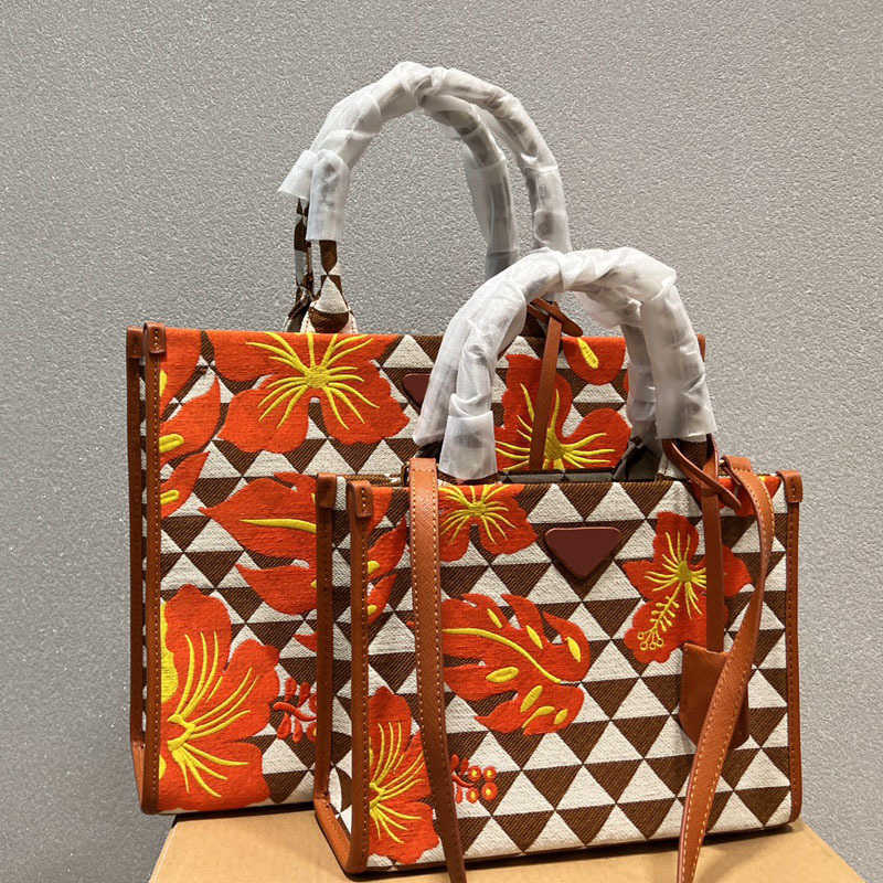 

Designer Totes Luxury Shopping Tote Bag Women Triangle botanical embroidery handbags High Capacity Shoulder Bag Crossbody Bags Lady Mummy Totes 220809, Orange--style 2