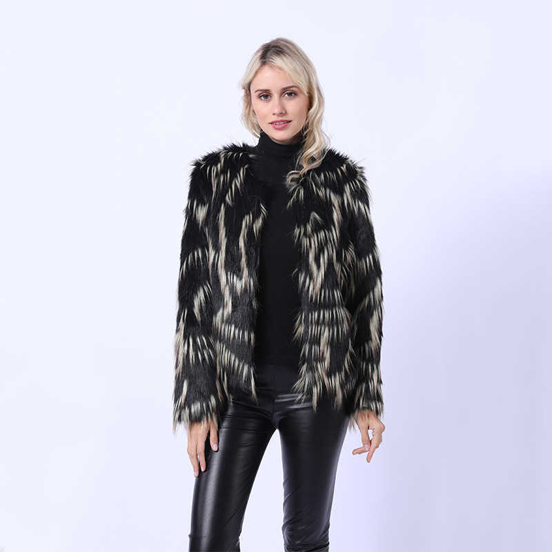 

Women's Fur Faux Jacket Winter Goat Wool Long Leather Coat Mid-Length Gradient Color for Women T220928, Picture color