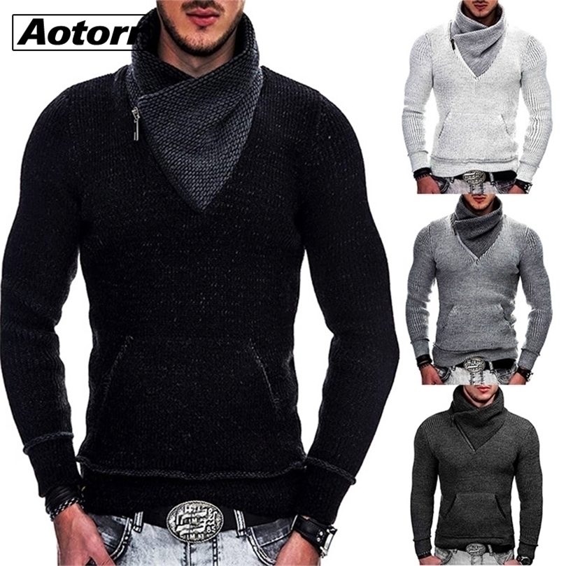 Mens Sweaters Fashion Sweater Turtleneck Men Autumn Korean Mens Casual Vintage Sweater Wool Half Zipper Collar Slim Fit WoolPullovers Sweaters 22092