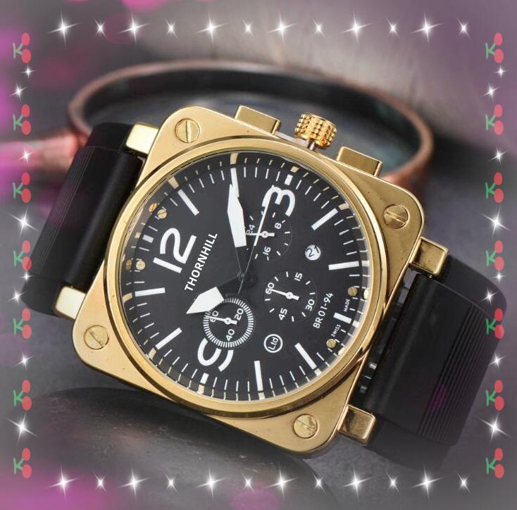 

All Dials Work Brand Mens Watches Three Eyes Full Functional Clock Wristwatches Rubber Silicone Strap Quartz Waterproof Calendar all the crime scanning tick watch, As pic