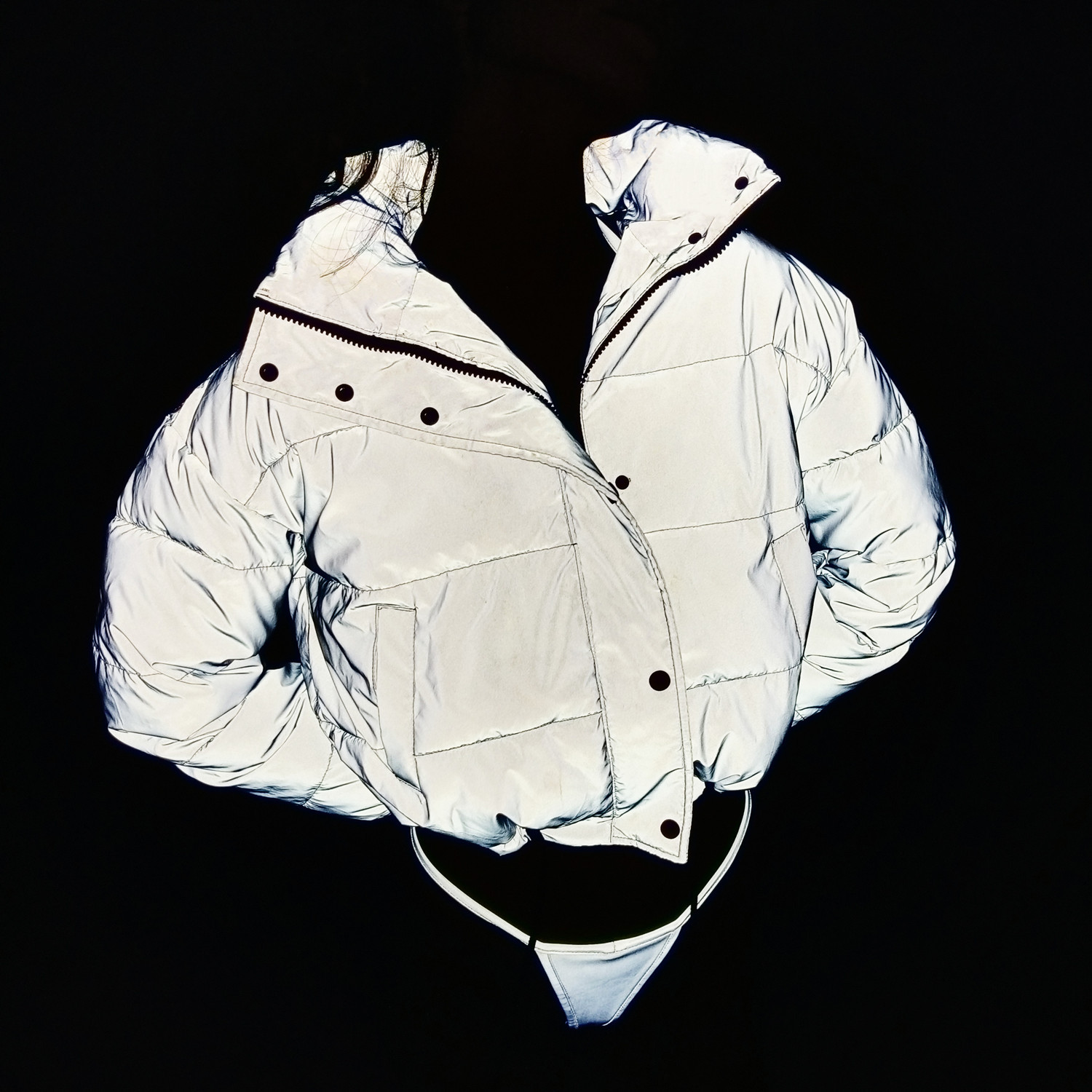 Women's Down & Parkas Short Sexy Reflective European And American Cross-border High-collared Padded Jacket Glow-in-the-dark Bread Jacket