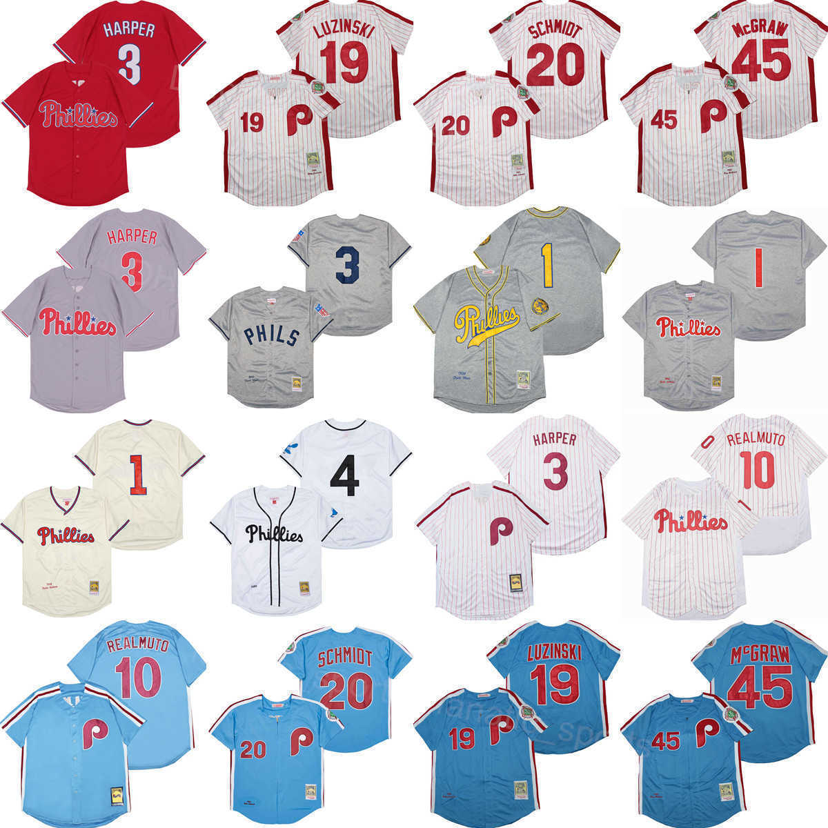 

Retro Vintage Baseball 1 Richie Ashburn Jersey 19 Greg Luzinski 10 JT Realmuto 20 Mike Schmidt 45 Tug McGraw Pinstripe Cooperstown 1900 1910, 1983 retro