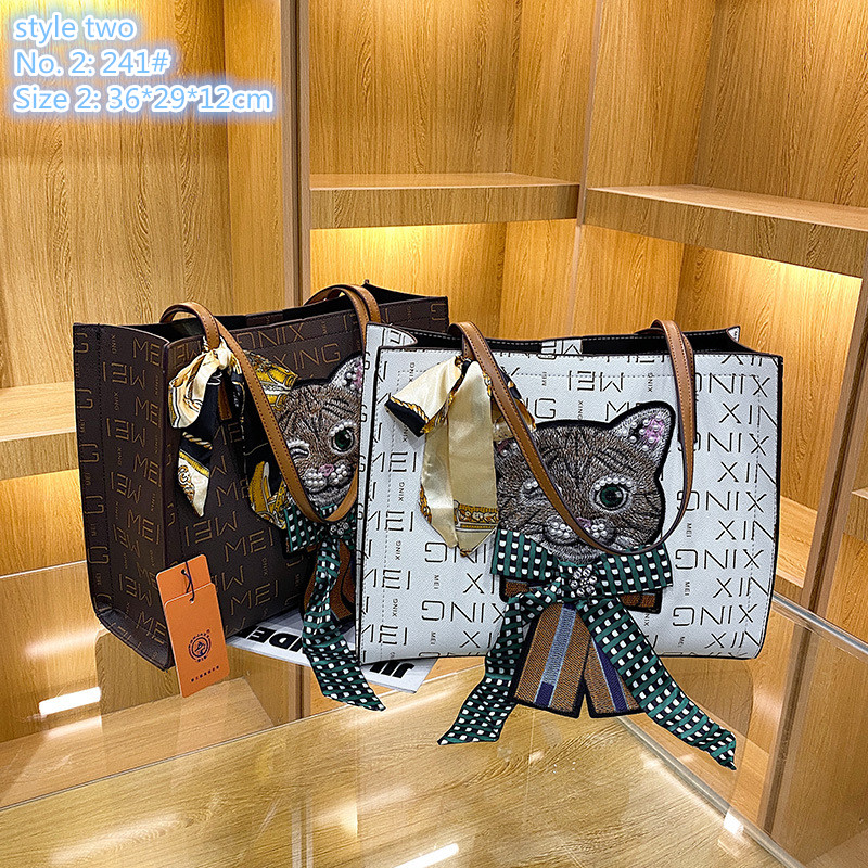 

Wholesale factory ladies shoulder bags 3 styles sweet and cute cartoon fashion tote bag exquisite ribbon bow elegant handbag simple retro plaid backpack, Coffee-241#-style two
