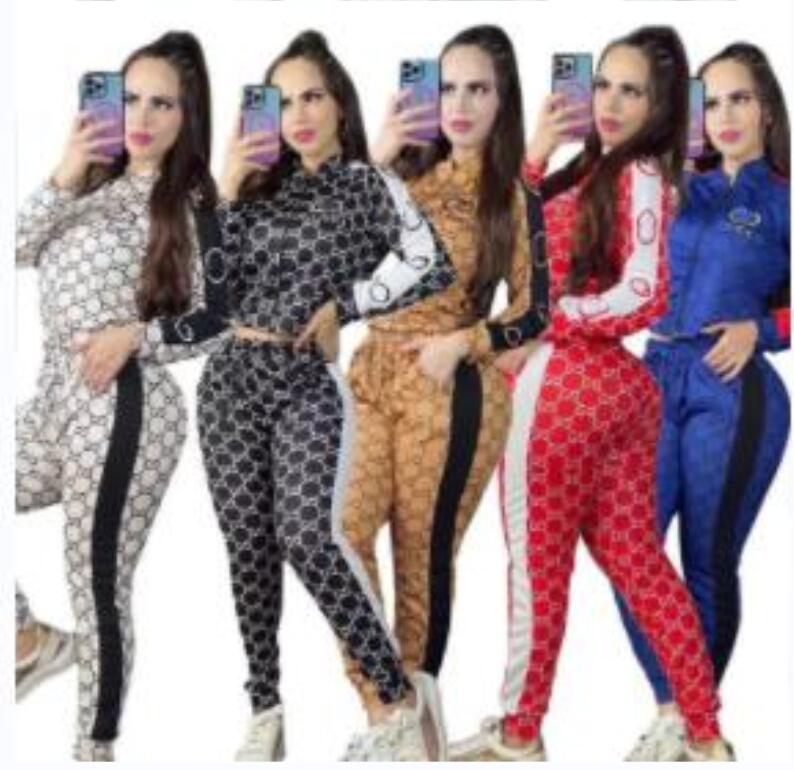 

New Luxury pullover Cardigan Tracksuits Coat And Capris Jogging Pants 2/Two Piece Suits Black white pink Long Sleeve Women Sportwear Sport Sets, Customize