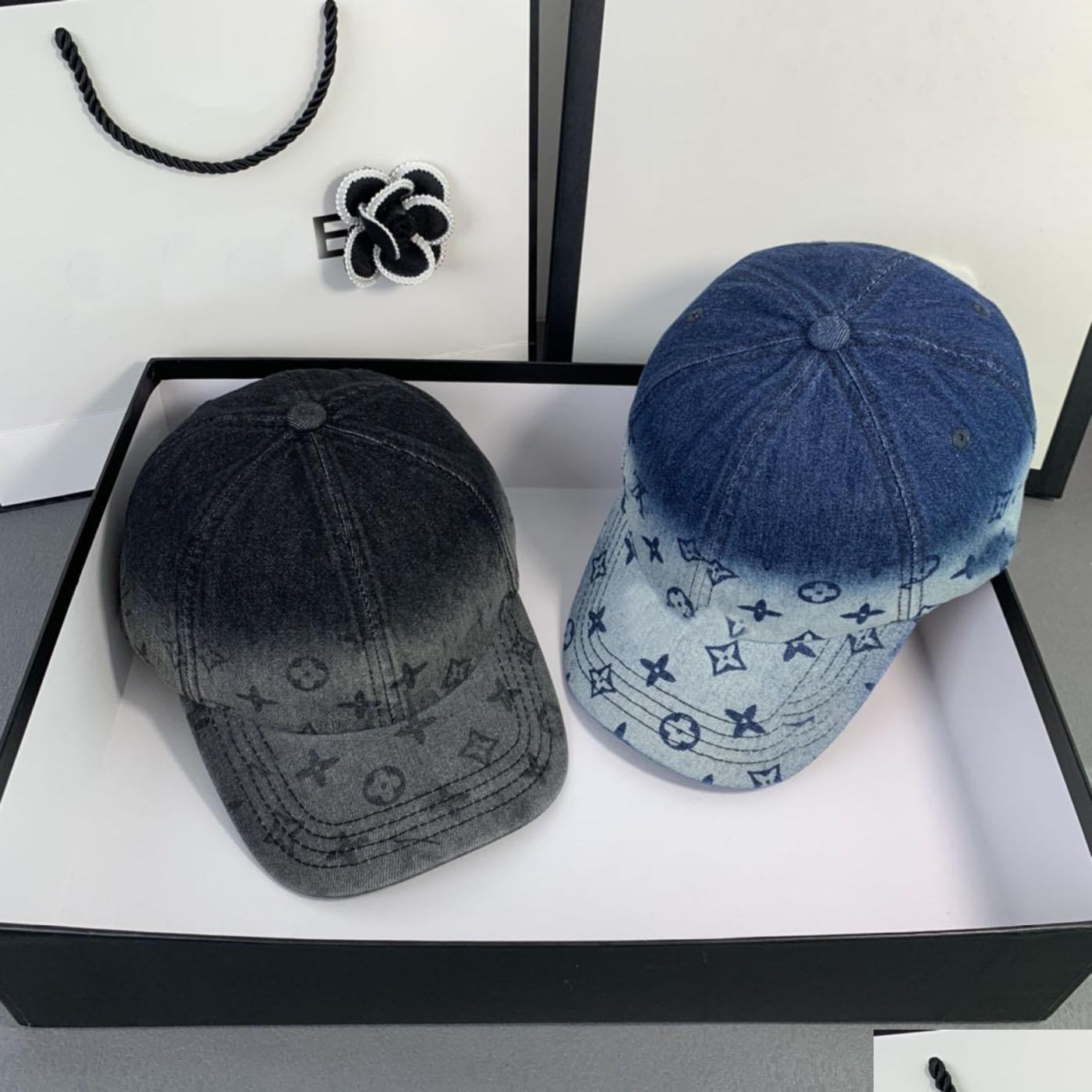 

Ball Caps 22Ss 2Color Top Quality Gradient Ball Caps Fashion Stripe Letters Embroidrty Print Flower Peaked Cap Men Women Sport Sunsha Dhwyi, Blue