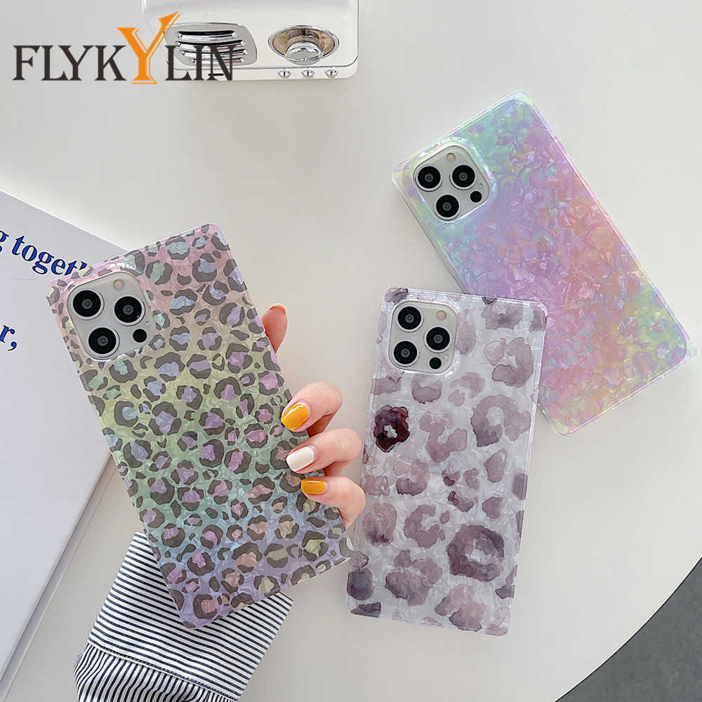 

Cell Phone Cases Soft Silicone Case For i 12 Pro 11 Max 13 14 Square Design Gradient Leopard Dream Shell Pattern Cover T220929