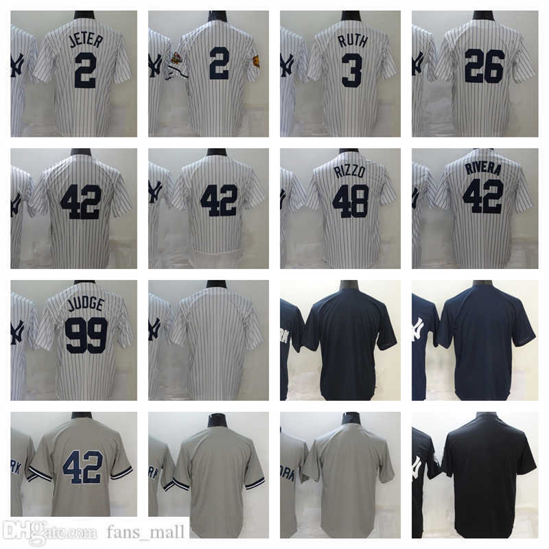 

2023 New Man Women Youth Baseball Jersey Boys Stitched 42 Mariano Rivera 99 Aaron Judge 2 Derek Jeter 26 DJ LeMahieu Jerseys S-XXXL Home away Gray White, As picture