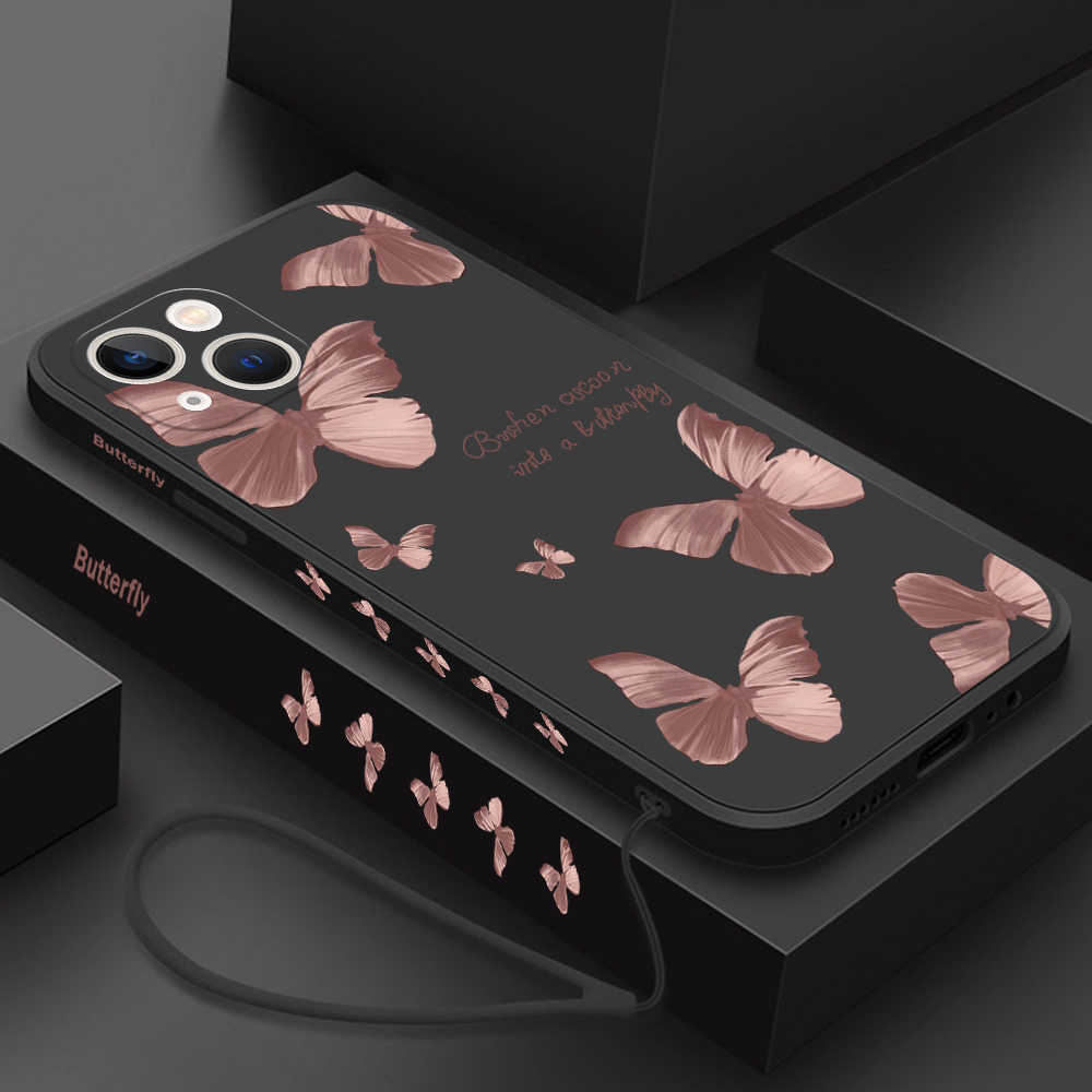 

Cell Phone Cases Butterfly Phone Case For Iphone 14 13 12 11 Pro Max 14pro Mini 6 6s 7 8 Plus X Xr Xs Max Silicone Cover Protection with Lanyard T220929, O-yk000419