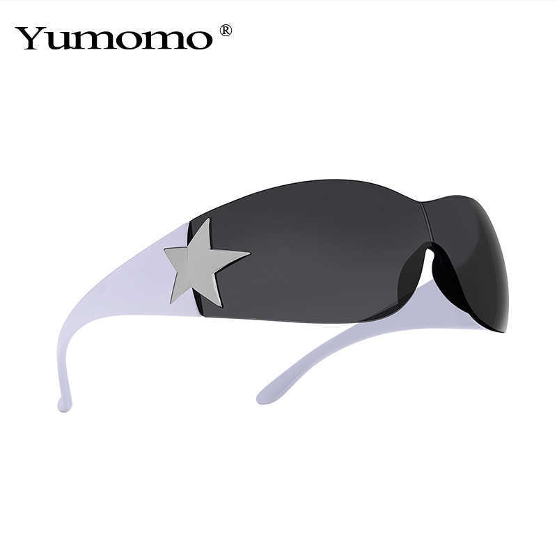 

Punk One Piece Sunglasses Goggle New Y2k Luxury Brand Sun 2000's Shades Eyewear UV400 Female Designer Five Star Glasses 0928