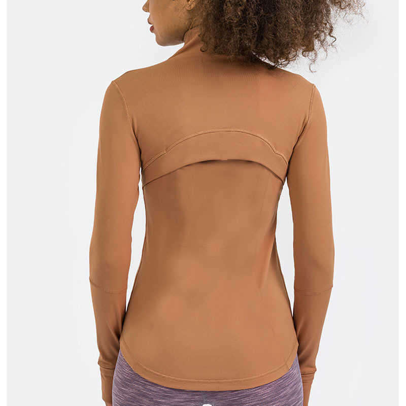 

L-78 Autumn Zipper Jacket Quick-Drying Yoga Clothes Long-Sleeve Thumb Hole Training Running Jacket Women Slim Fitness Coat Sports outfits, Black