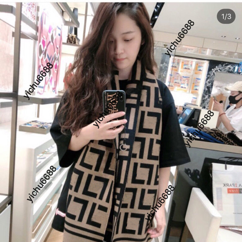 2022 FF Cashmere Scarf pour femmes imprimement pashmina ch¬le et couverture de marque de luxe de luxe vol←e bufanda echarpe femelle