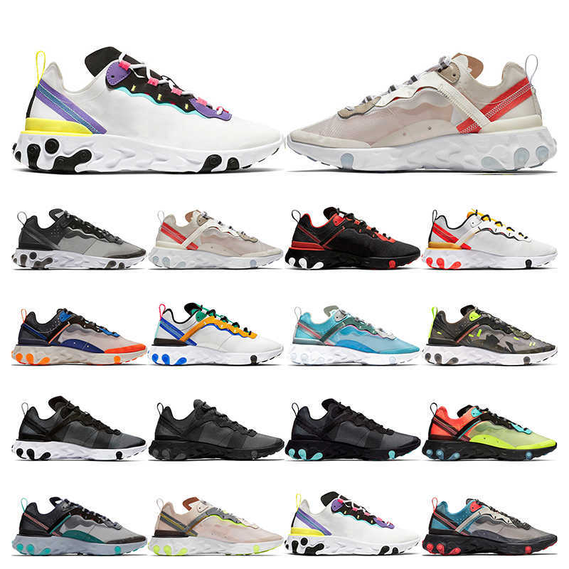 

New React Element 87 55 running shoes mens SAIL Hyper Pink Bred Medium Olive Solar Red ROYAL TINT womens breathable sports sneaker trainers, 1 sail