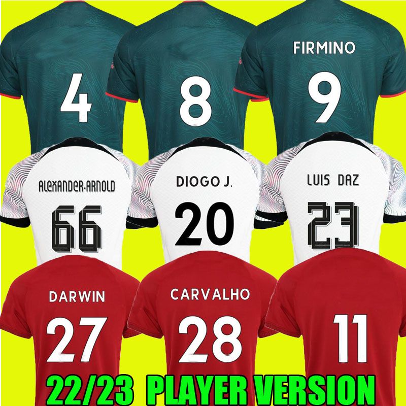 

PLAYER VERSION soccer jerseys 22 23 season home away 3rd RED 2022 2023 Mohamed Diogo Luis DIaz DARWIN RAMSAY Alexander Arnold Carvalho ADULT FULL SETS football shirts, Player version home