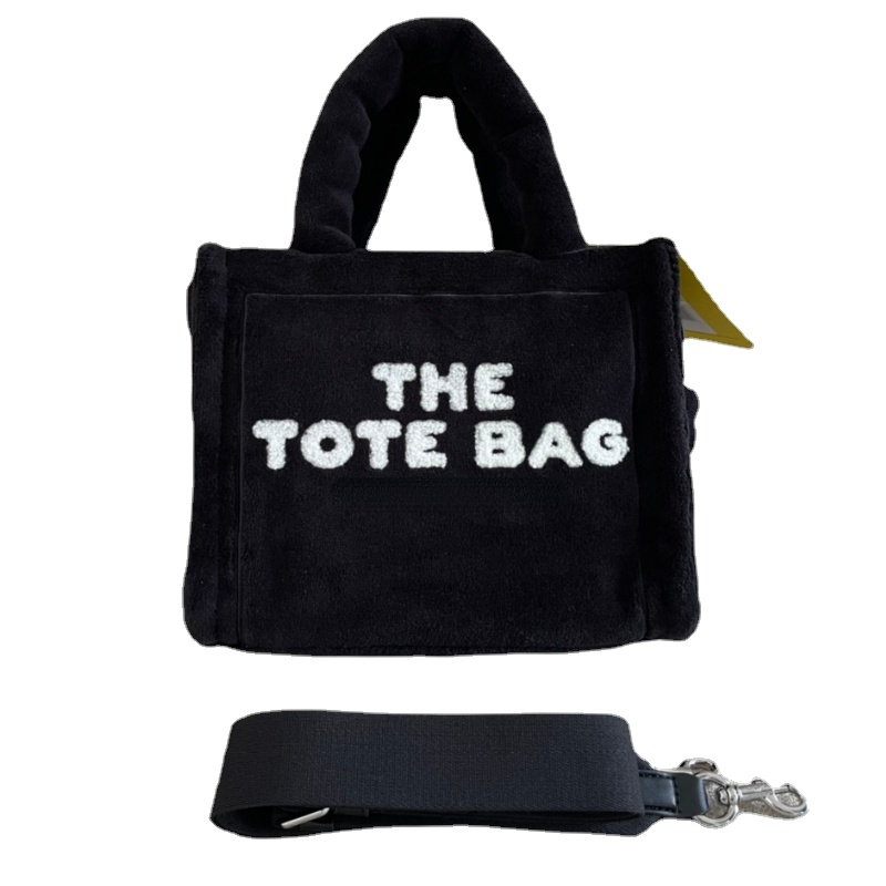 

Women's Tote Bag Designer Crossbody Bags Coral Fleece Soft Letters Handbags, Black