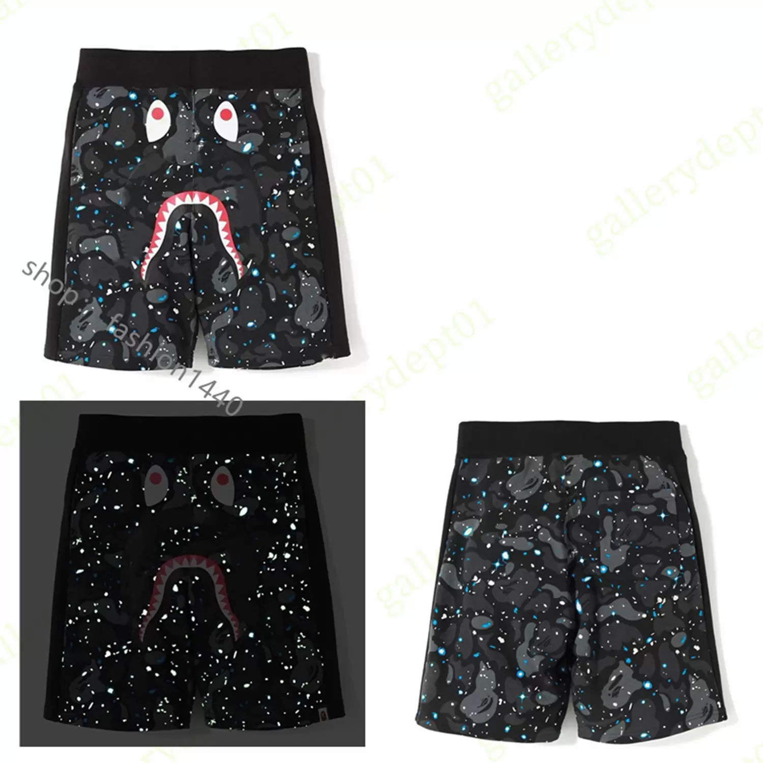 

shark mens shorts designer shorts women swim shorts Embroidered cotton terry Luminous spot camouflage Red blue and purple color Reflective gym swimming inaka B01, 15