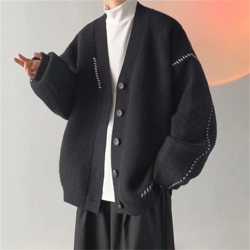Mens Sweaters Vneck Sweatercoats for Men Korean Cardigans Casual Singlebreasted Knit Sweater Autumn Winter Loose Knitwear Man Cardigan 220929