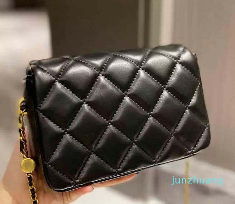 

Designer- Women Flap Mini Bags Genuine Leather Crossbody Bags Handbags Gold-Tone Metal Adjuster Chain Shoulder Bag 2022, Blue