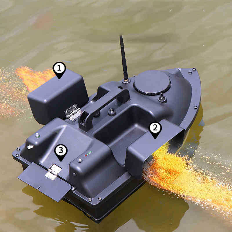 

GPS 500M Intelligent RC Fishing Bait Boat Remote Control Boat Auto Cruise One-Key Return Three Hoppers 2KG Load 12000mAH X0522, No gps 5200mah uk
